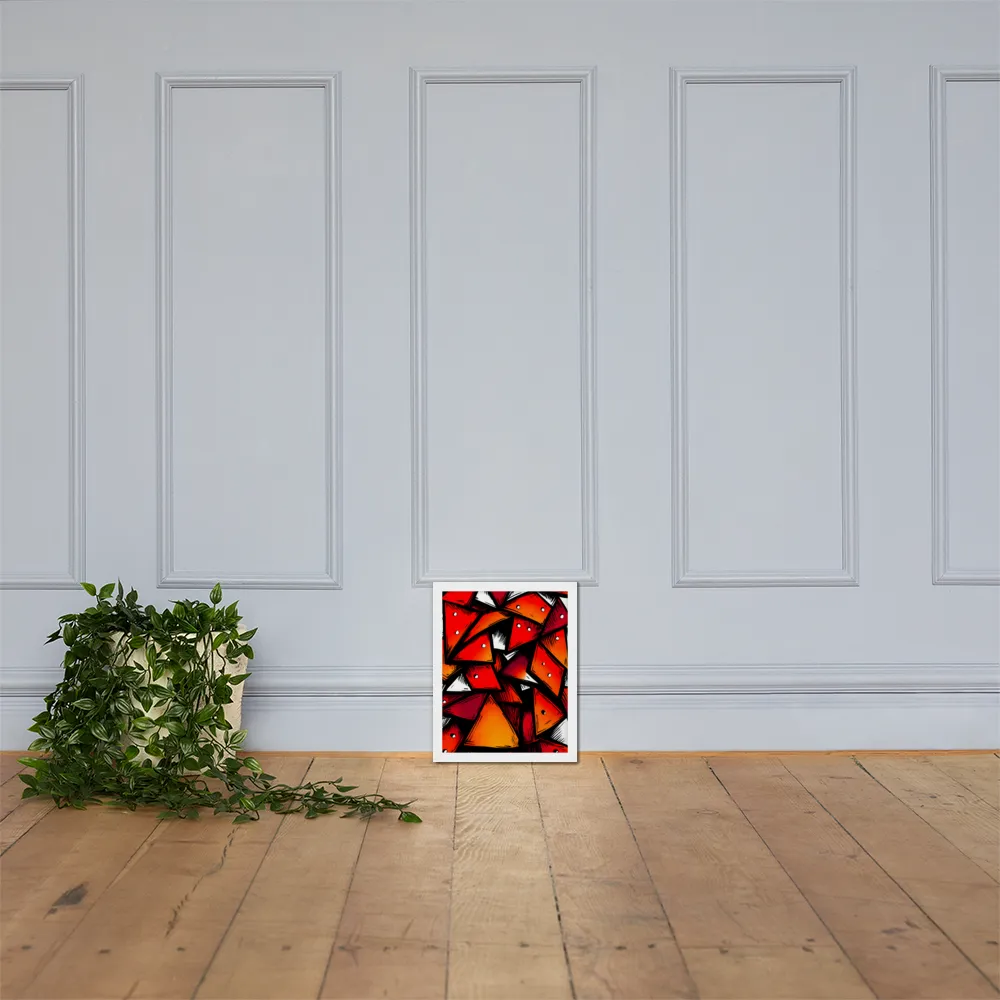 Dynamic Geometry of Red and Orange | Poster with White Frame | 11″×14″
