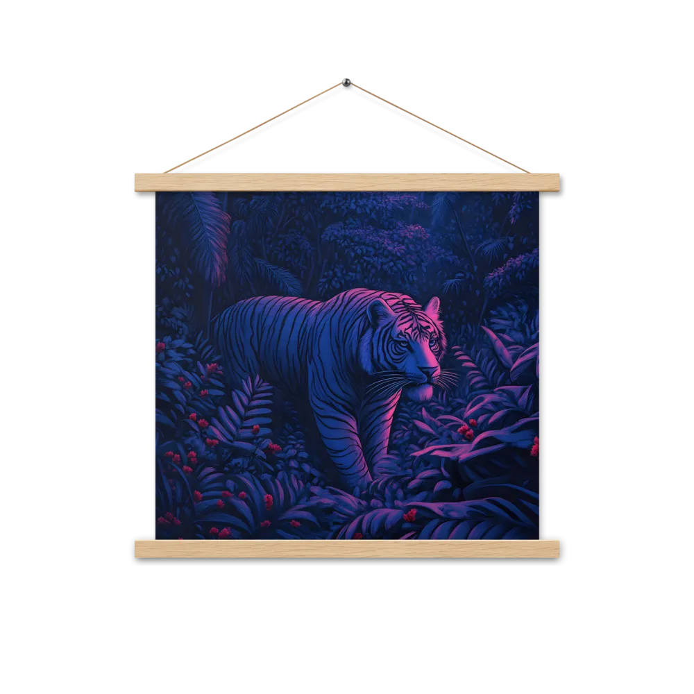Mystic Prowler: The White Tiger in the Jungle | Poster With Oak Wood Hanger | 18″×18″