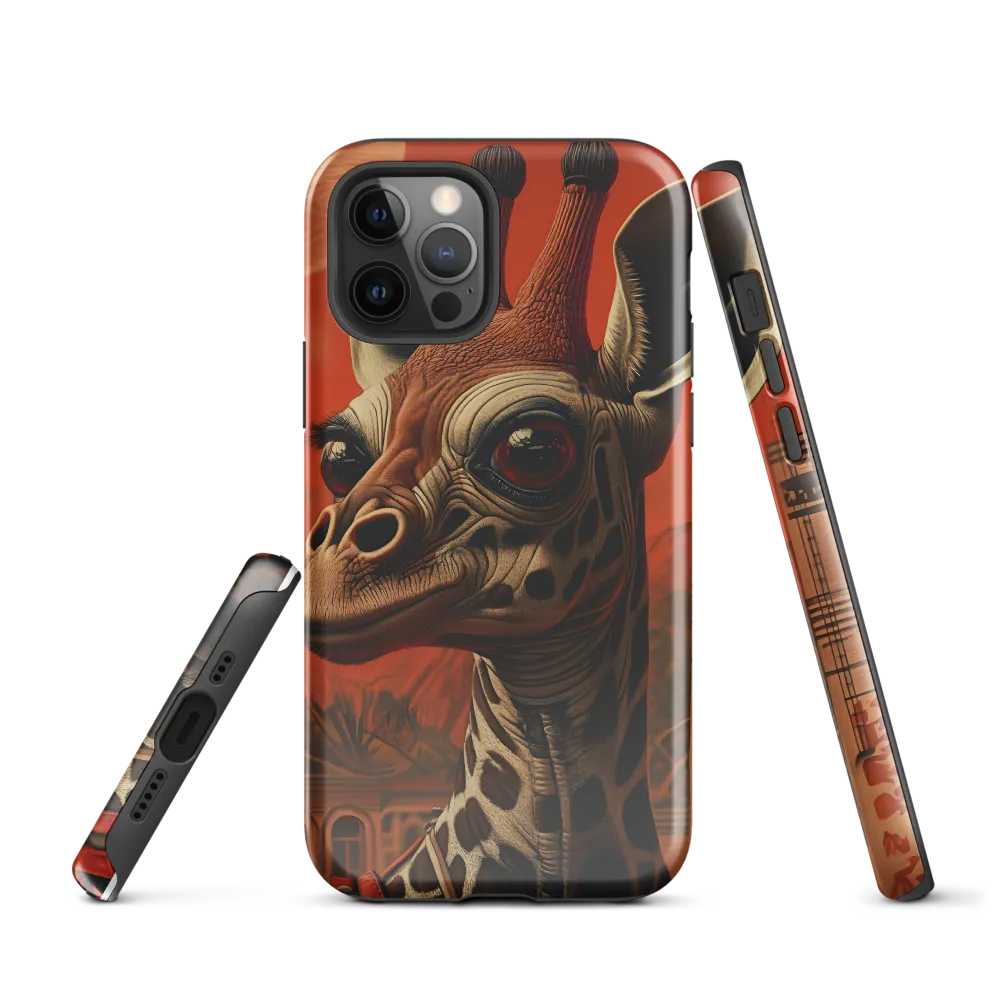 Whimsical Giraffe in an Orange Dreamscape