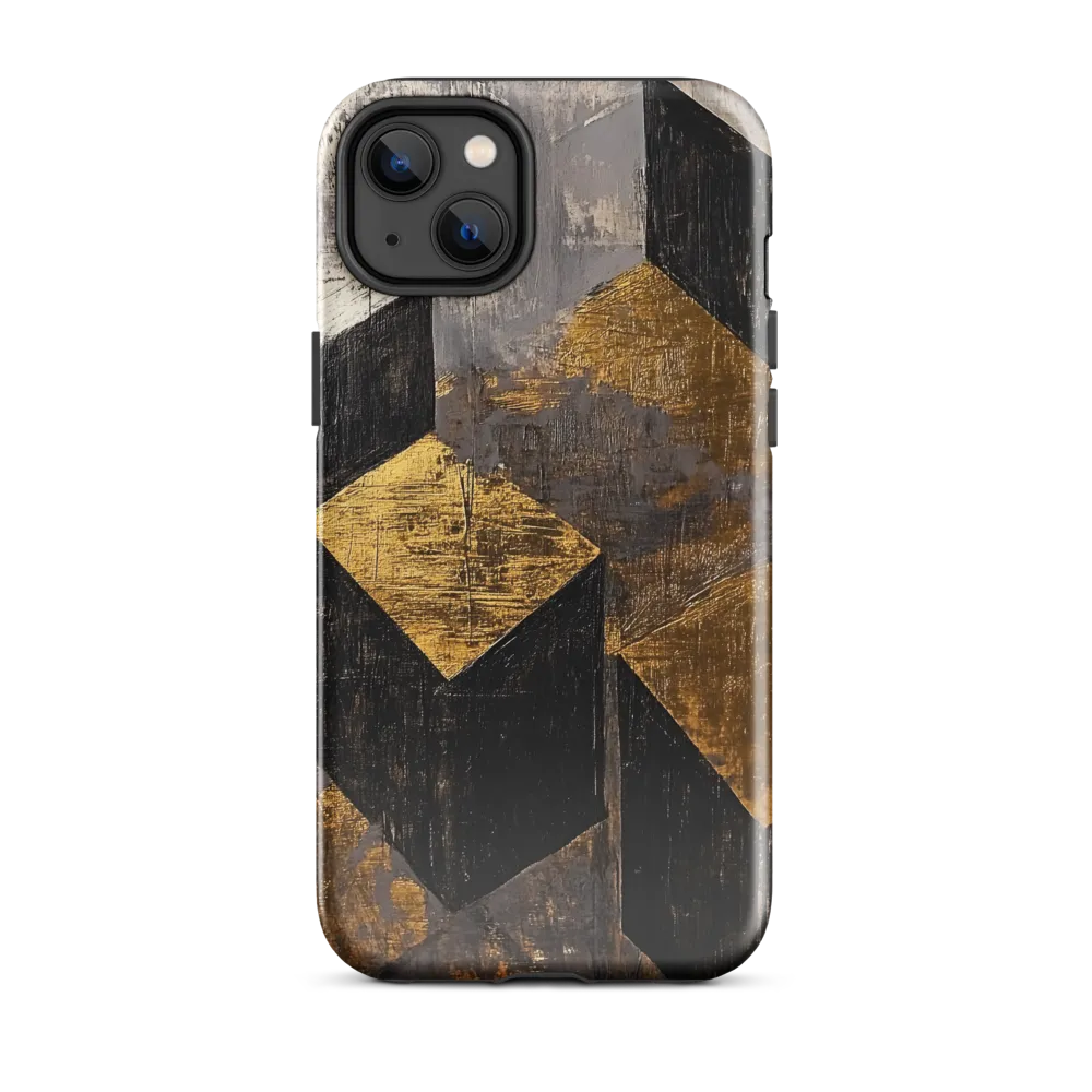 Geometric Harmony in Gold and Black | Phone Case |  14 Plus | Tough Case | Glossy