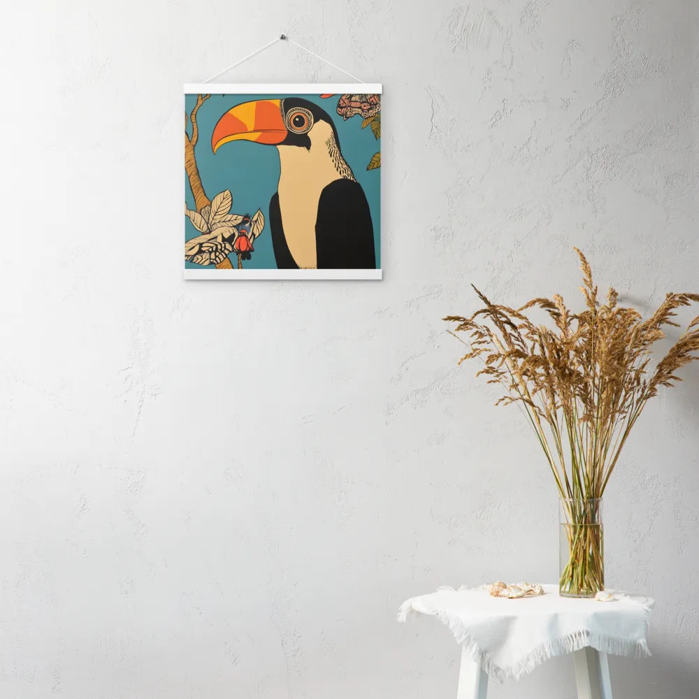 Tropical Majesty: The Toucan at Rest | Poster With White Wood Hanger | 16″×16″