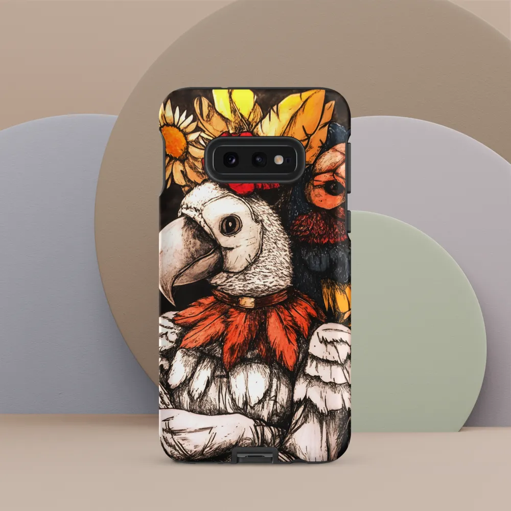 The Surreal Guardian: A Dance of Feathers and Flowers