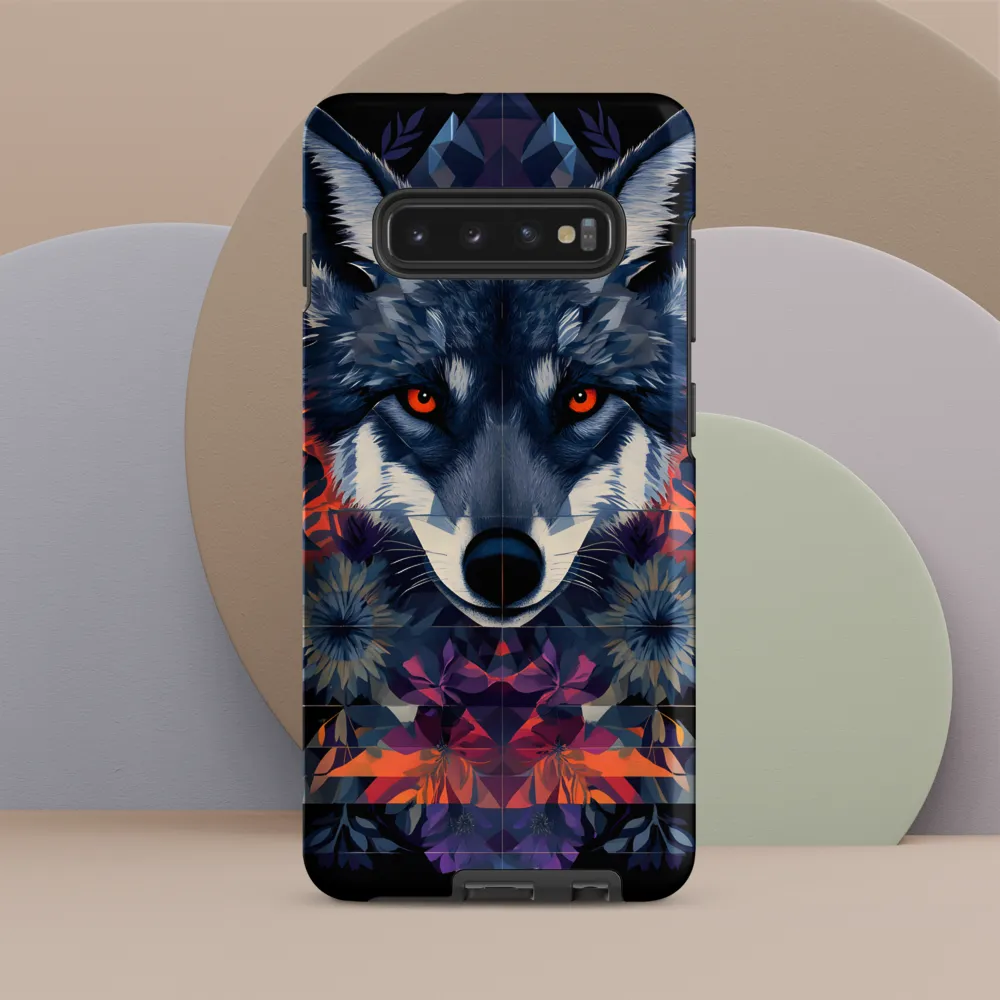 Mystical Wolf Amidst Floral Geometry