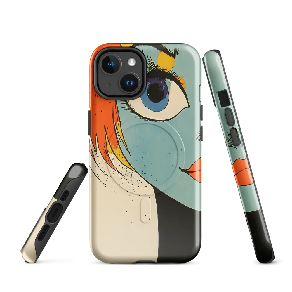 Vivid Expressions: A Portrait in Blue | Phone Case |  14 | MagSafe® Tough Case | Glossy