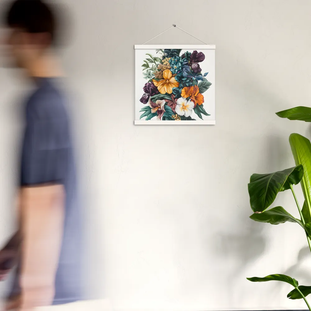 Floral Symphony | Poster With White Wood Hanger | 16″×16″