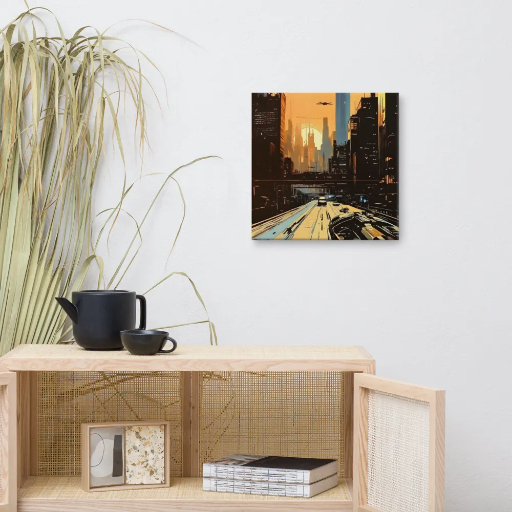 Metro Nexus: A Futuristic Cityscape | Canvas | 16″×16″
