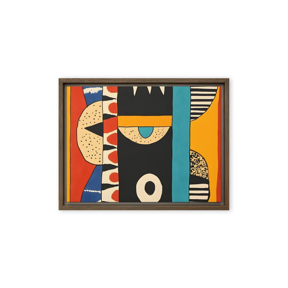 Playful Geometry: A Modern Abstract Exploration | Canvas with Brown Frame | 12″×16″