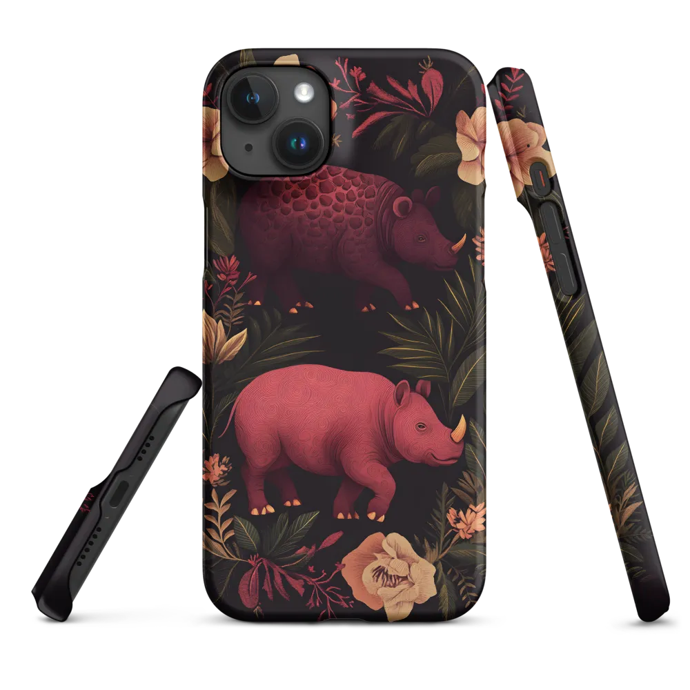 Rhinos in Floral Embrace