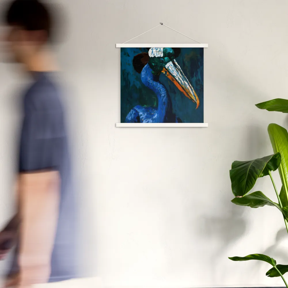 Majestic Absurdity: The Hat-Wearing Bird | Poster With White Wood Hanger | 18″×18″