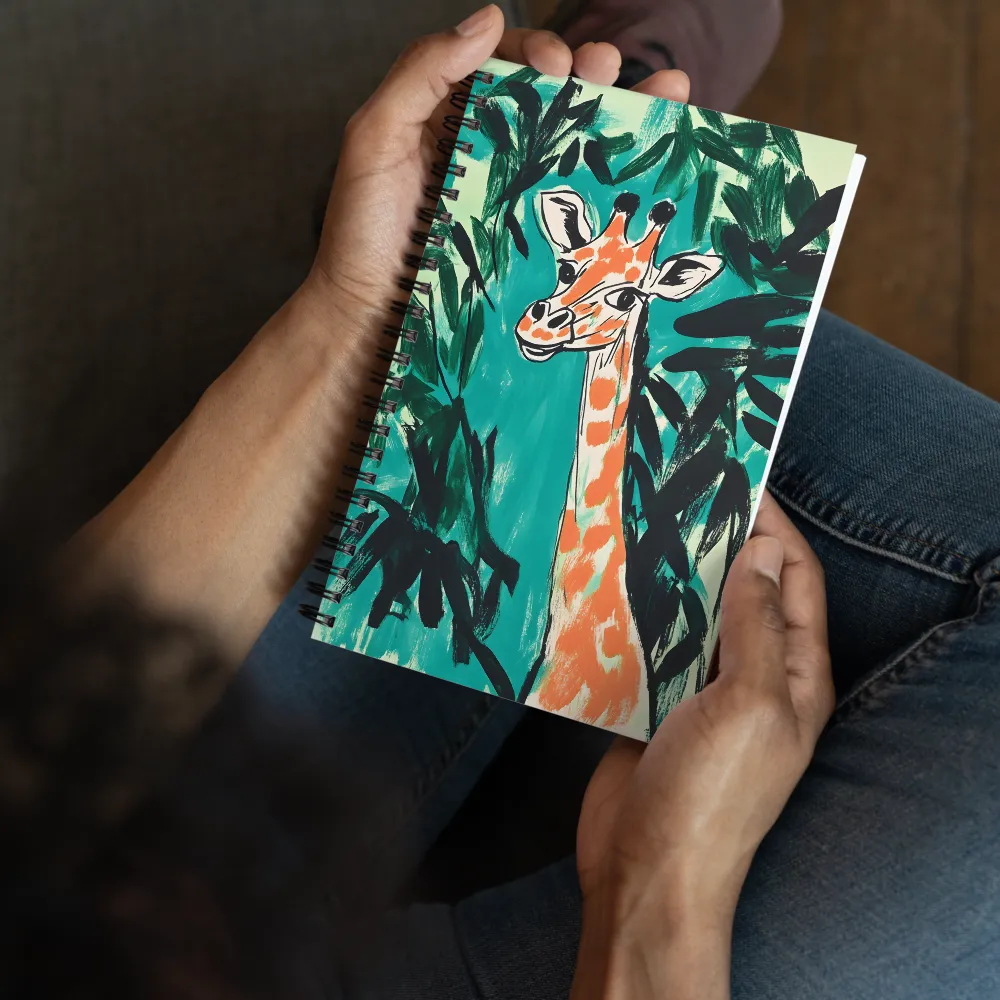 Curious Giraffe in Lush Greenery | Spiral Notebook