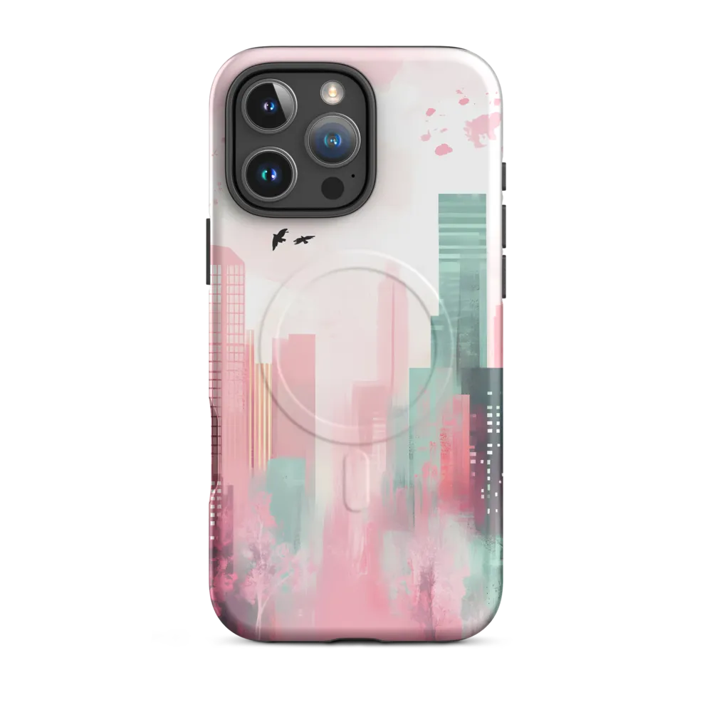 Dreamy Cityscape in Pink and Cyan
