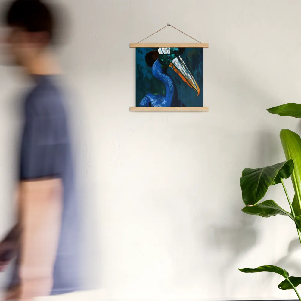 Majestic Absurdity: The Hat-Wearing Bird | Poster With Oak Wood Hanger | 14″×14″