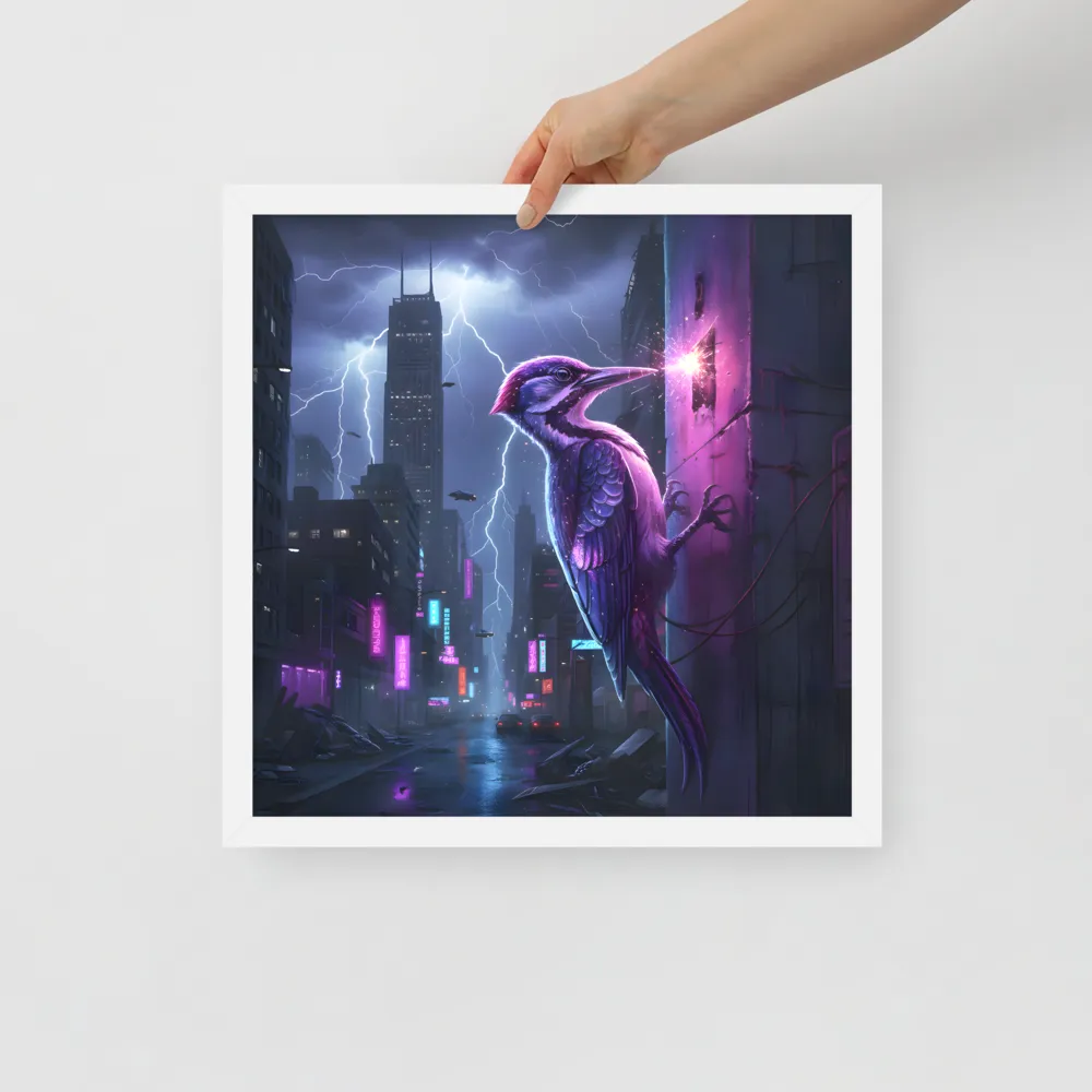 Neon Woodpecker 
 Poster with White Frame | 16″x 16″