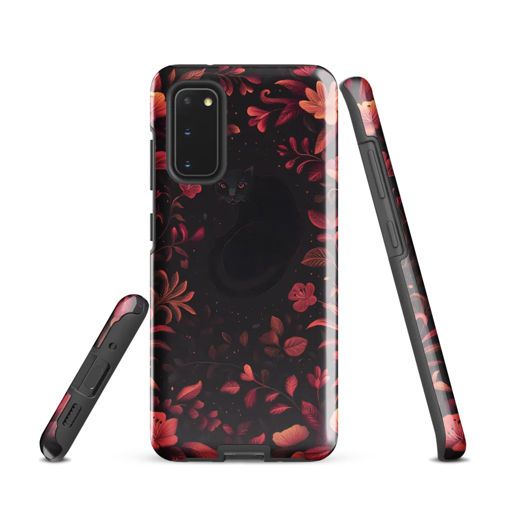 Nocturne in Coral: The Watchful Cat