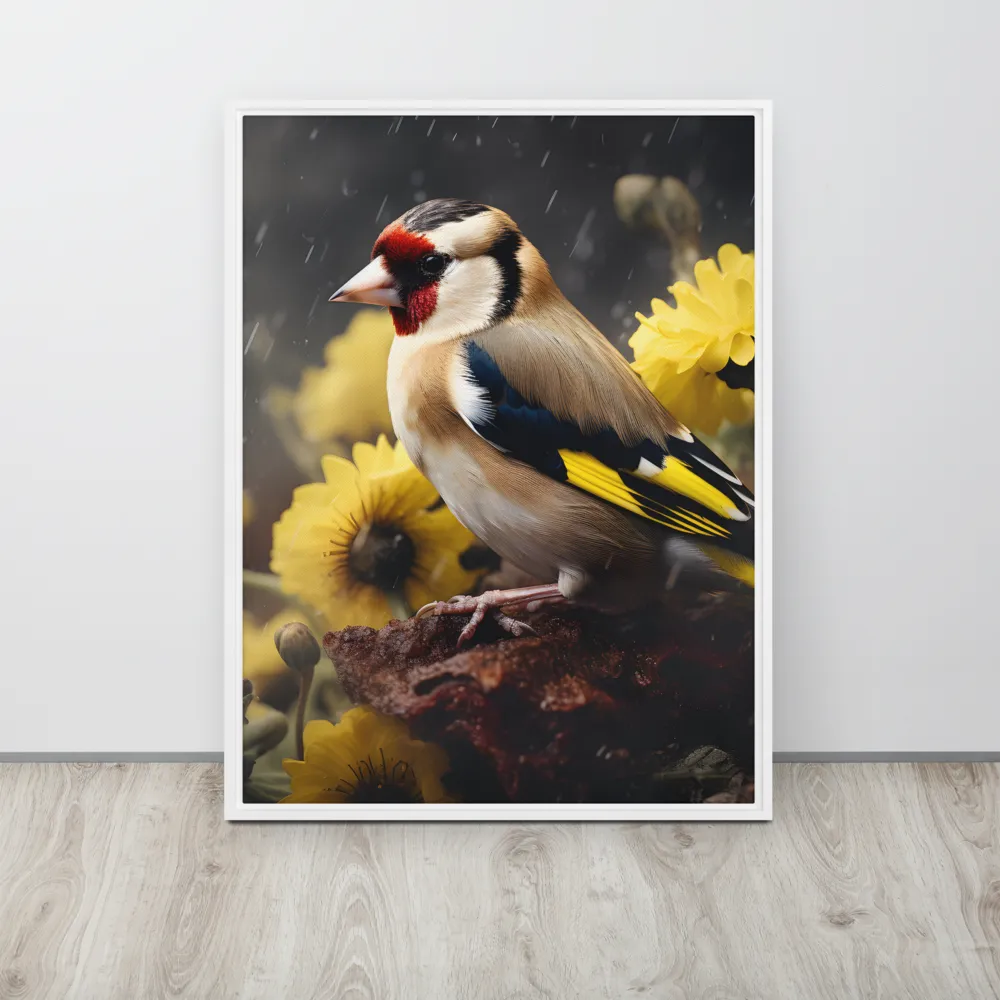 Harmony in Nature: A Goldfinch Amidst Blooms