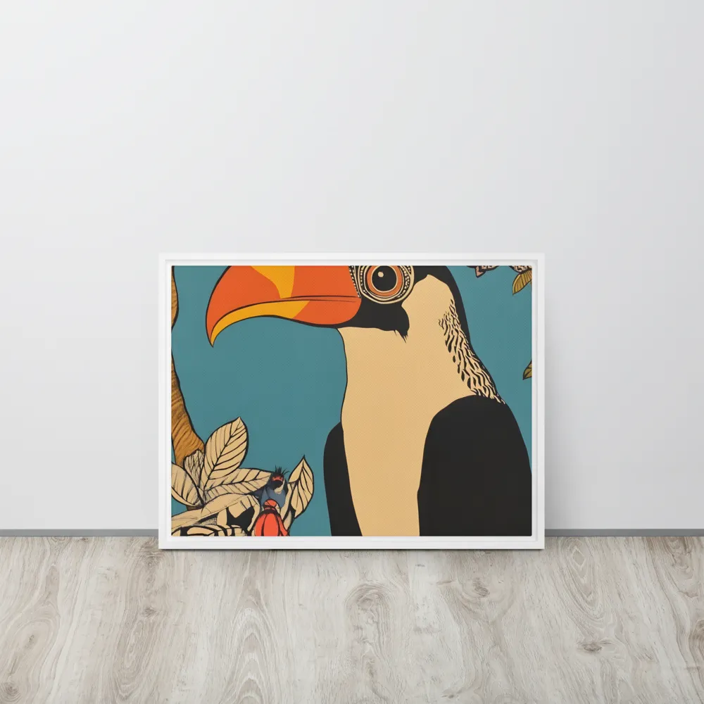 Tropical Majesty: The Toucan at Rest | Canvas with White Frame | 18″×24″