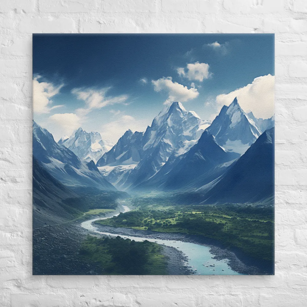 Majestic Serenity: A Landscape of Mountains and Rivers | Canvas | 37″×37″