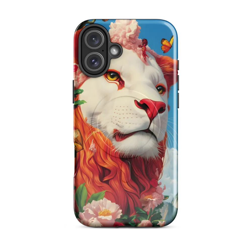 Majestic Lion Amidst Floral Splendor