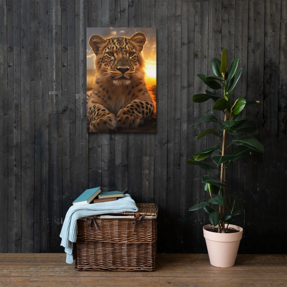 Regal Presence: The Leopard at Sunset | Thin Canvas | 20″×30″
