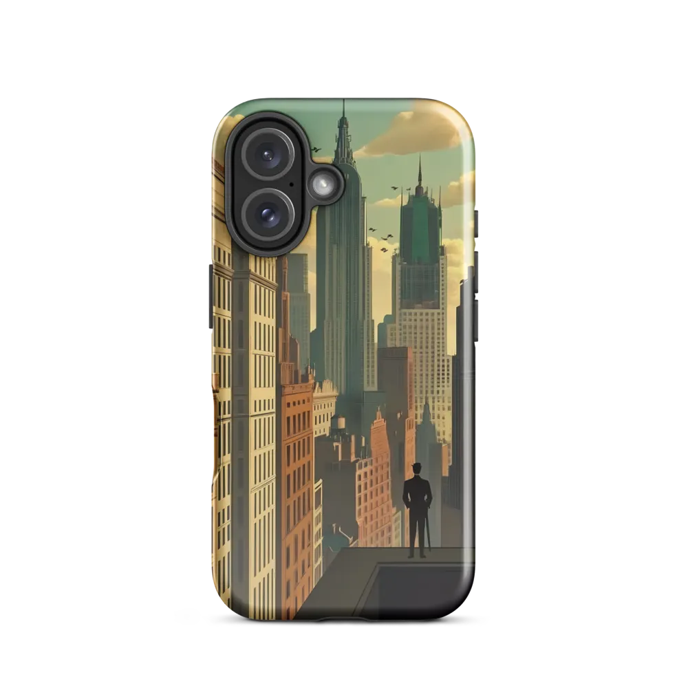 Urban Dreams: A Silhouette in Art Deco Cityscape