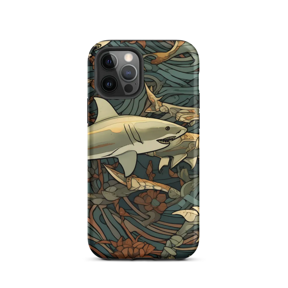 Dynamic Harmony of Sharks and Flora | Phone Case |  12 Pro | Tough Case | Matte