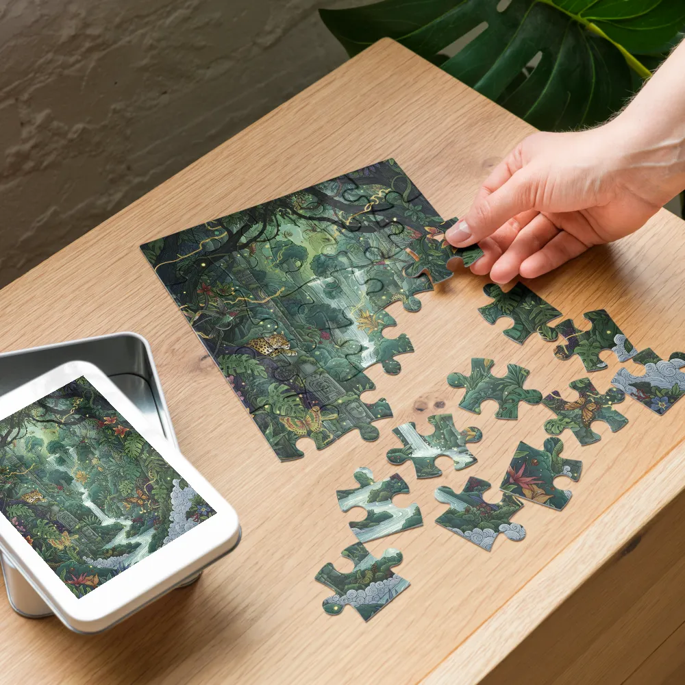 Enchanted Jungle Falls 
 Jigsaw Puzzle in Tin Box