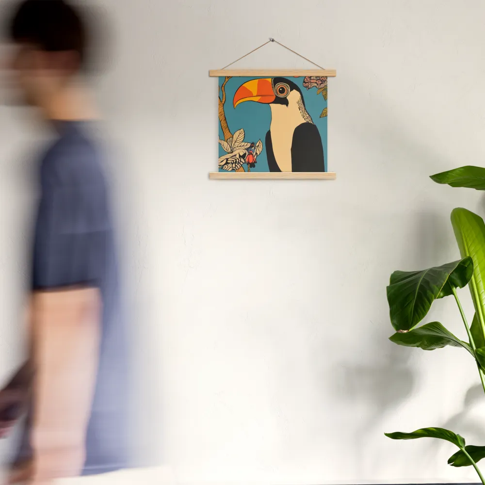 Tropical Majesty: The Toucan at Rest | Poster With Oak Wood Hanger | 14″×14″