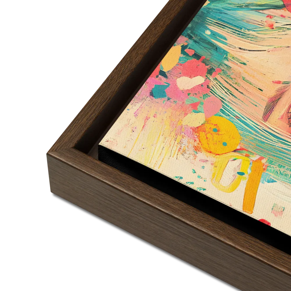 Whimsical Blossom | Canvas with Brown Frame | 16″×16″