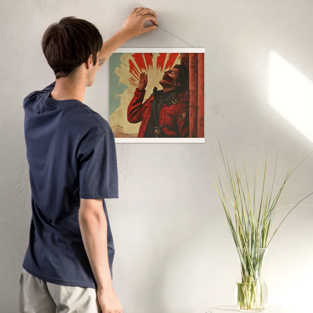Defiant Echoes of Ruin | Poster With White Wood Hanger | 16″×16″