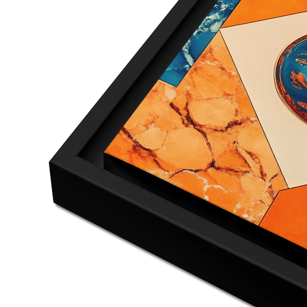 Harmonious Encounters: Abstract Geometry | Canvas with Black Frame | 12″×16″