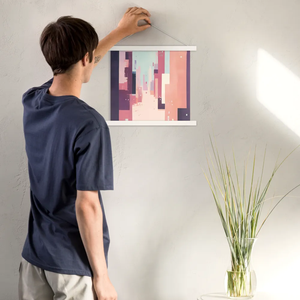 Tranquil Cityscape | Poster With White Wood Hanger | 14″×14″
