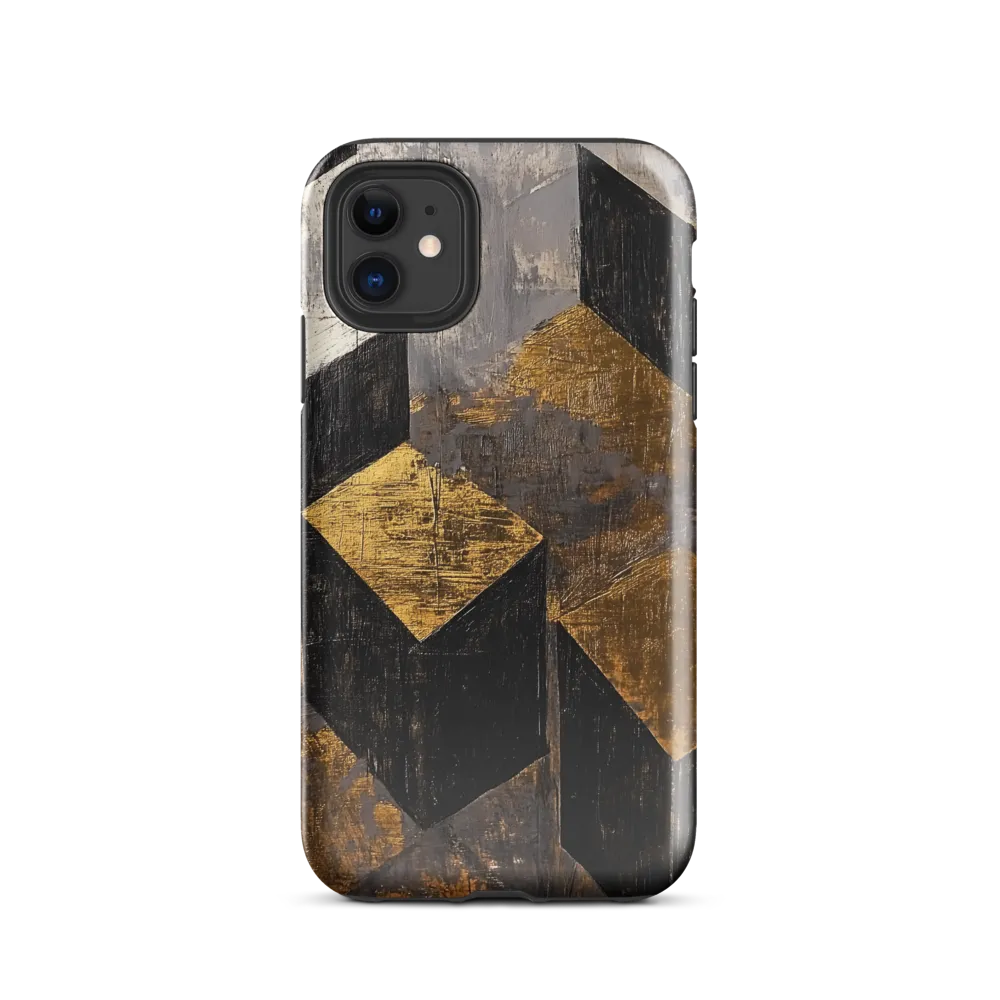 Geometric Harmony in Gold and Black | Phone Case |  11 | Tough Case | Glossy