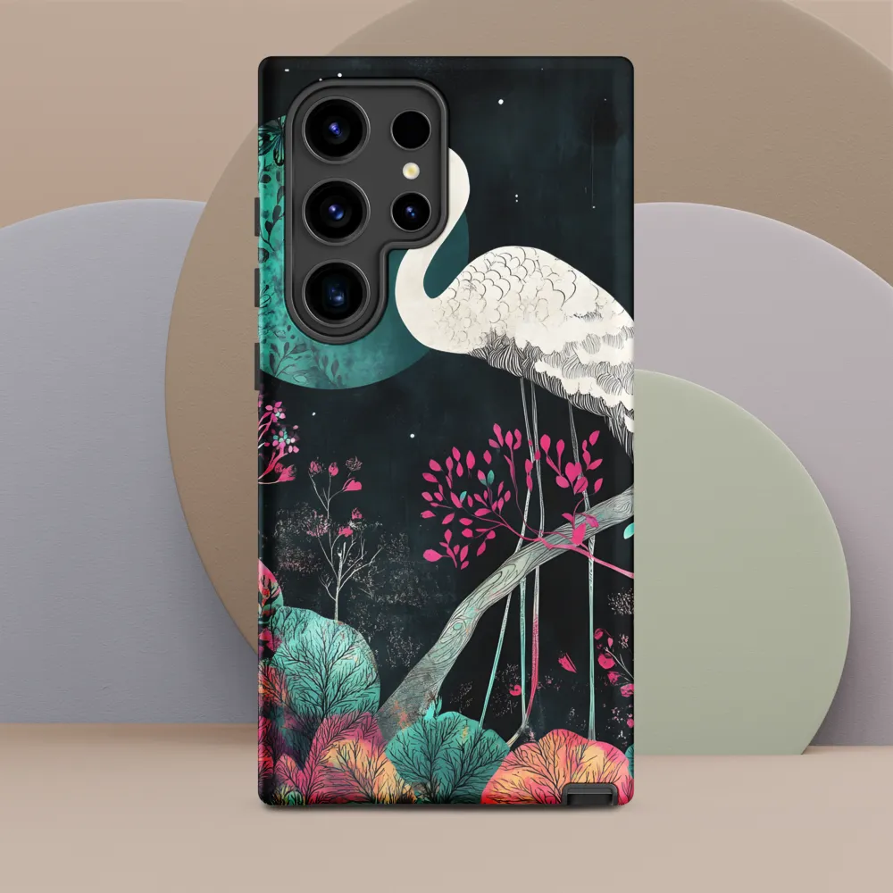 Ethereal Presence: Heron in a Floral Dreamscape | Phone Case |  S24 Ultra | Tough Case | Matte