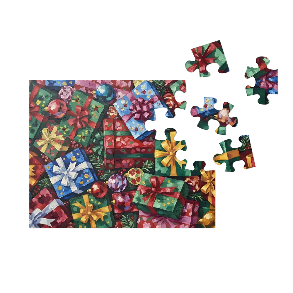 Holiday Gift Pile 
 Jigsaw Puzzle in Tin Box
