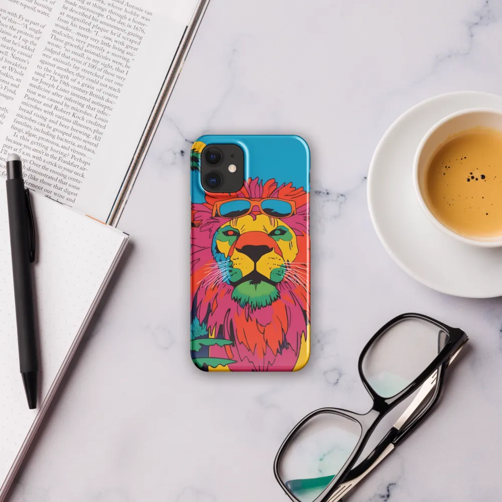Lion with Sunglasses: A Vibrant Tropical Portrait | Phone Case |  12 Mini | Snap Case | Glossy