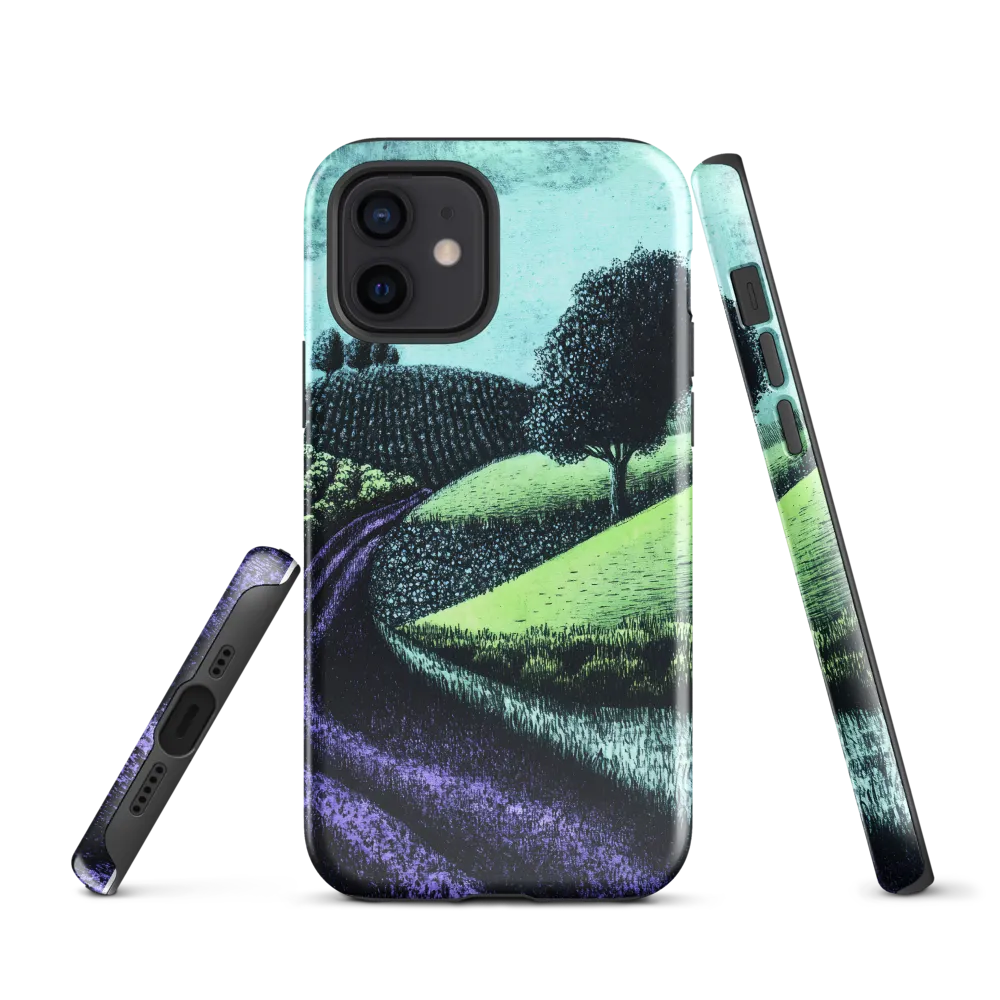 Winding Serenity: A Modern Landscape | Phone Case |  12 | Tough Case | Glossy