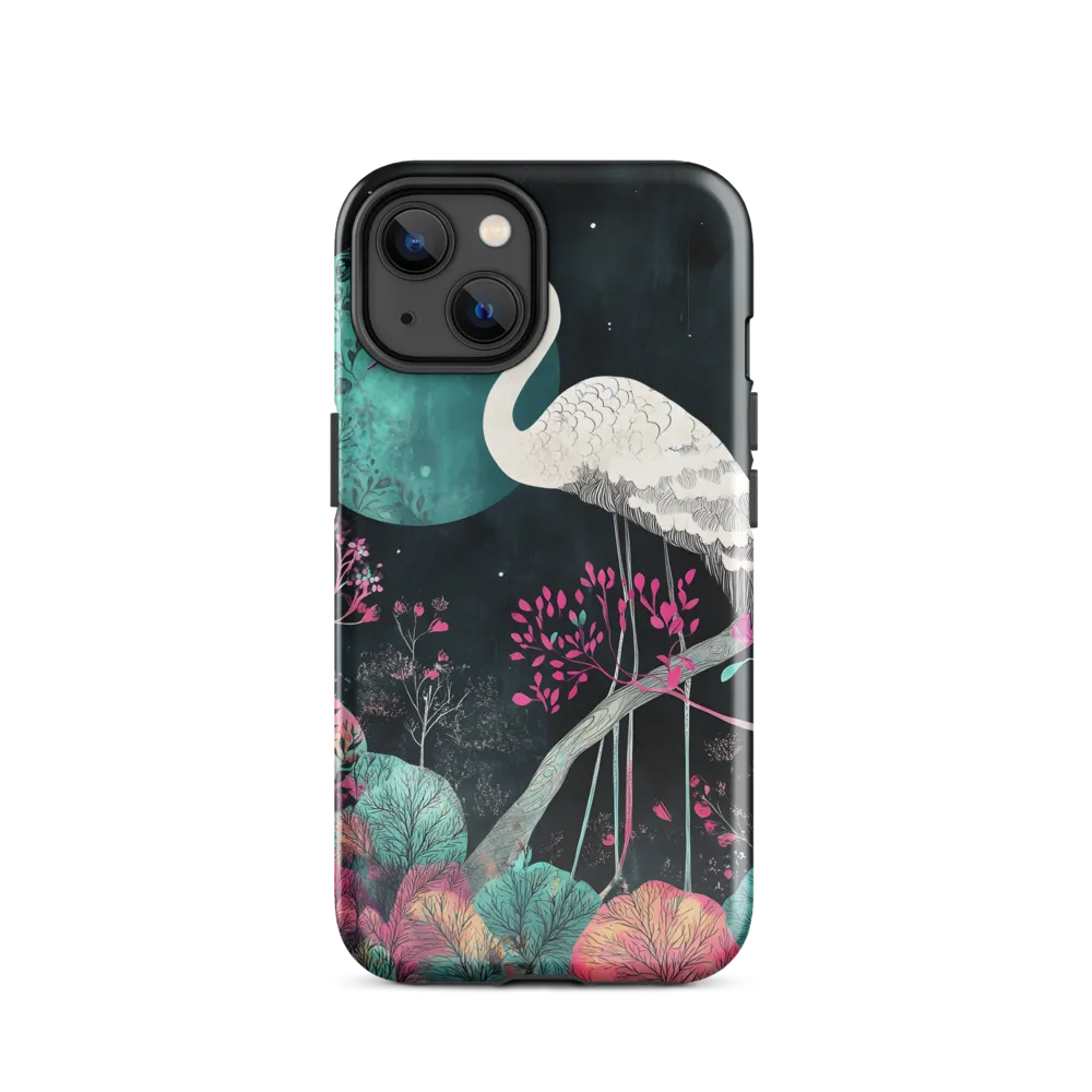 Ethereal Presence: Heron in a Floral Dreamscape | Phone Case |  14 | Tough Case | Glossy