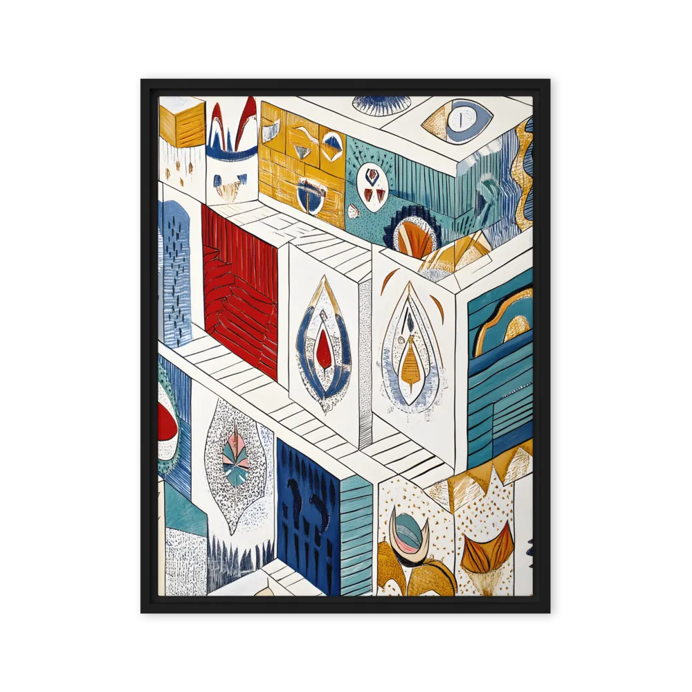 Symphony of Geometric Harmony | Canvas with Black Frame | 24″×32″