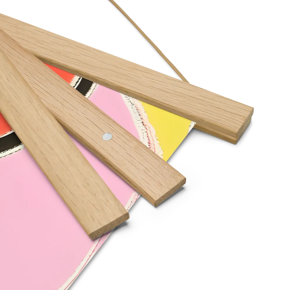Whimsical Portrait in Colorful Abstraction | Poster With Oak Wood Hanger | 18″×18″