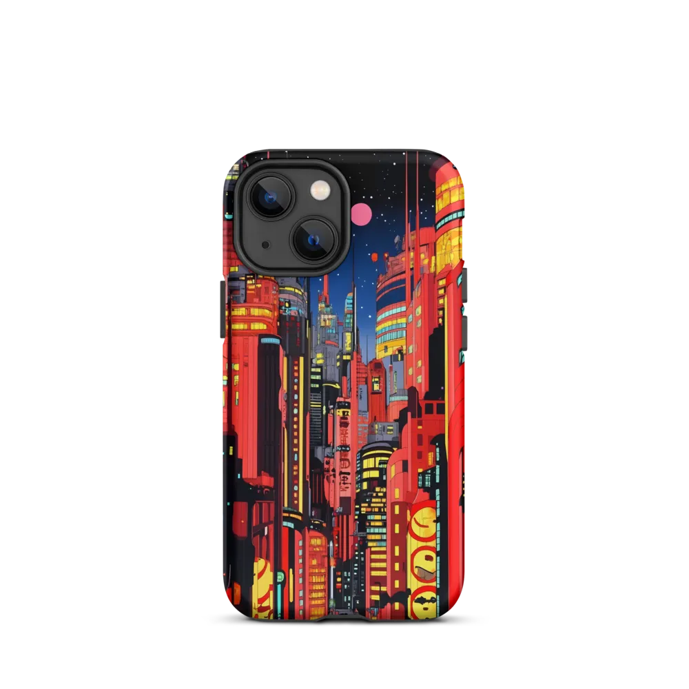 Neon Dreams: A Cyberpunk Cityscape | Phone Case |  13 mini | Tough Case | Matte