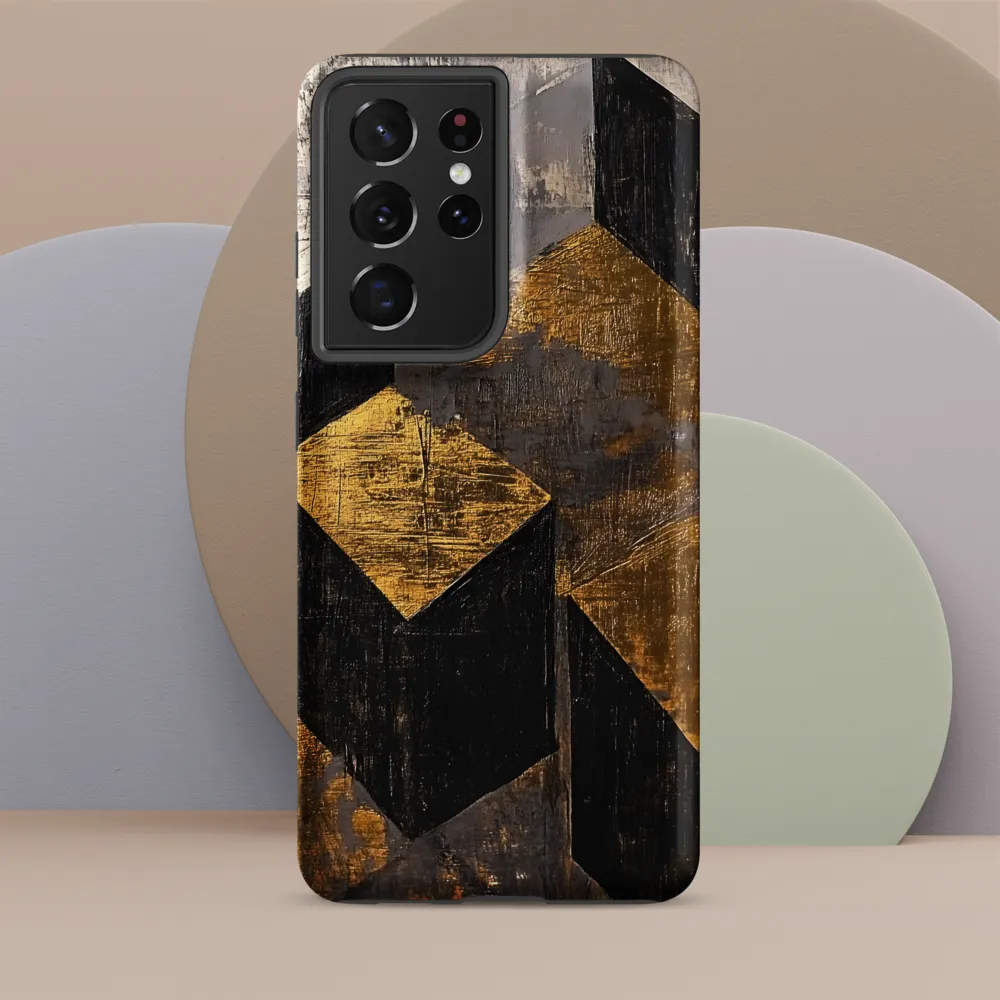 Geometric Harmony in Gold and Black | Phone Case |  S21 Ultra | Tough Case | Matte