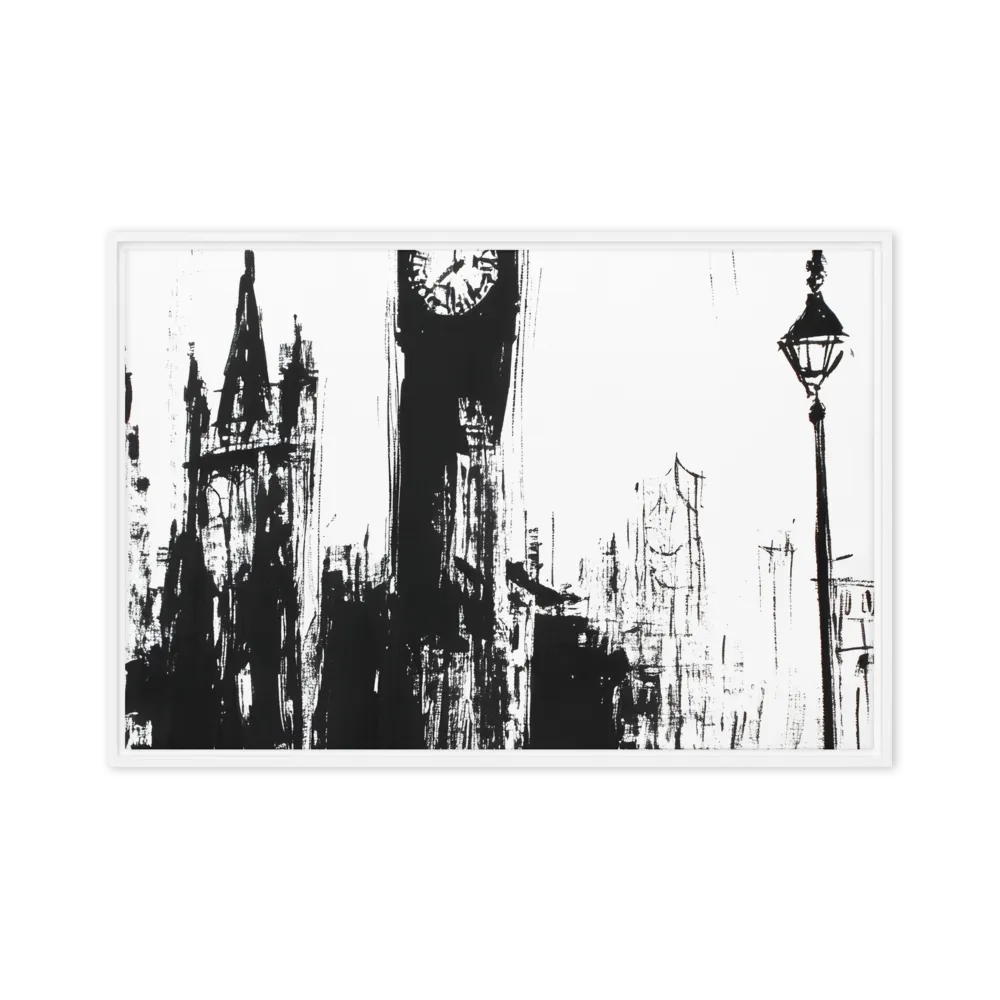 Clock Tower in Motion | Canvas with White Frame | 24″×36″