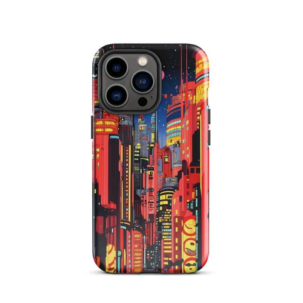 Neon Dreams: A Cyberpunk Cityscape | Phone Case |  13 Pro | Tough Case | Glossy