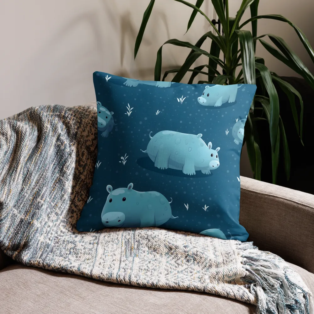 Whimsical Hippo Play | Pillow | 22″×22″