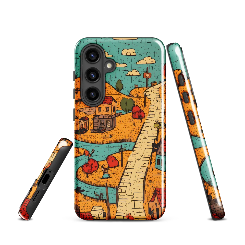 Whimsical Village Landscape | Phone Case |  S24 | Tough Case | Glossy