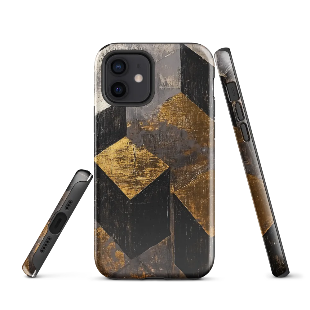 Geometric Harmony in Gold and Black | Phone Case |  12 | Tough Case | Glossy