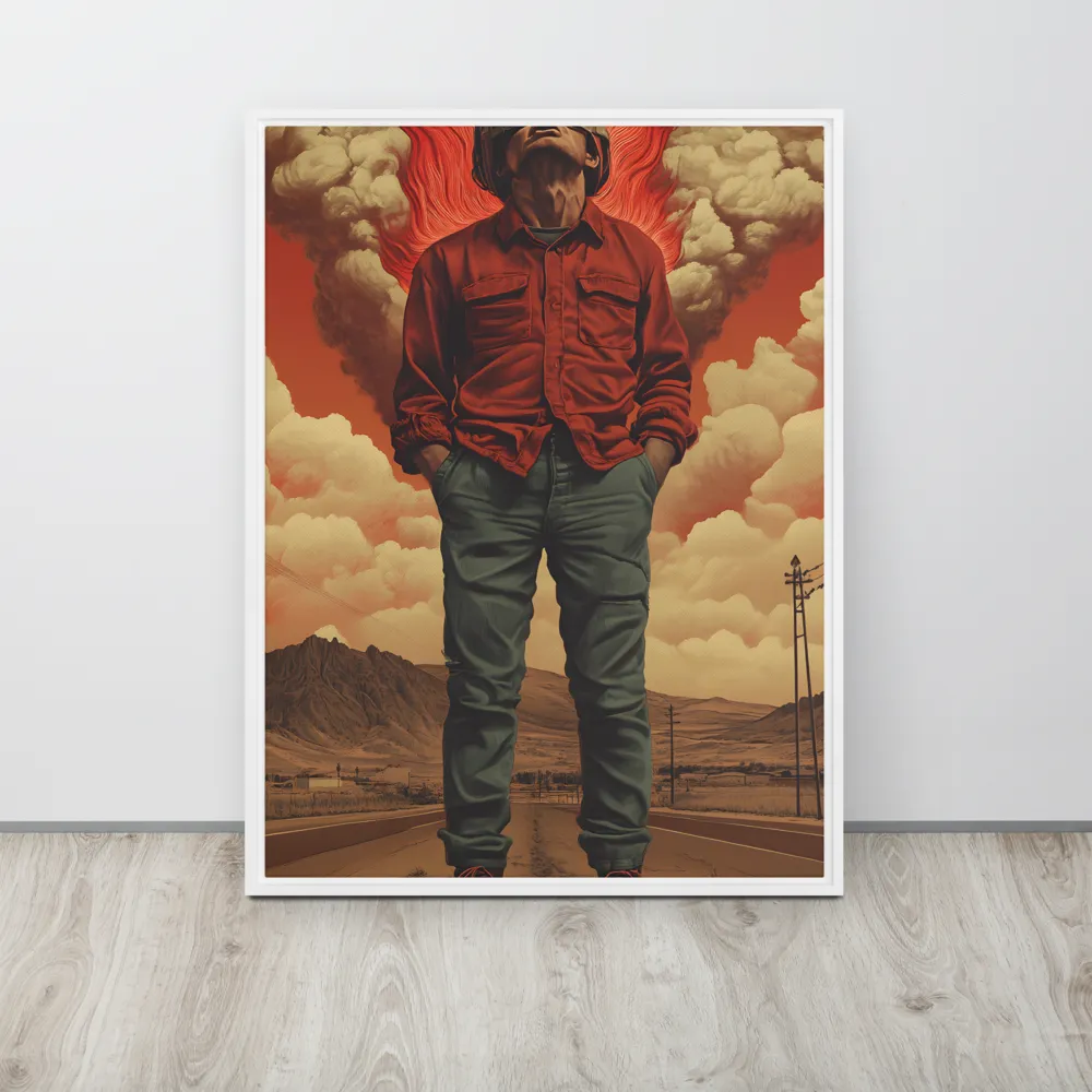 Defiant Spirit in a Surreal Landscape | Canvas with White Frame | 24″×32″