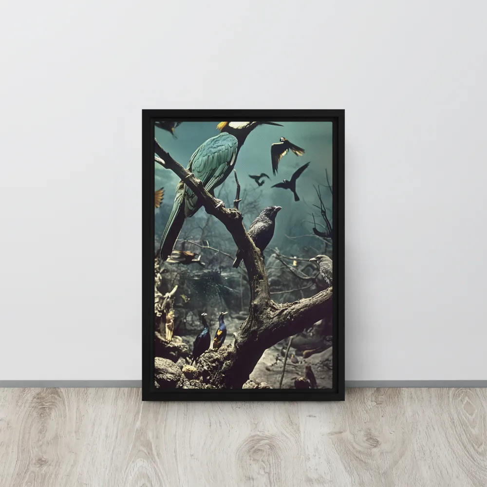 Whispers of the Avian Realm | Canvas with Black Frame | 12″×18″
