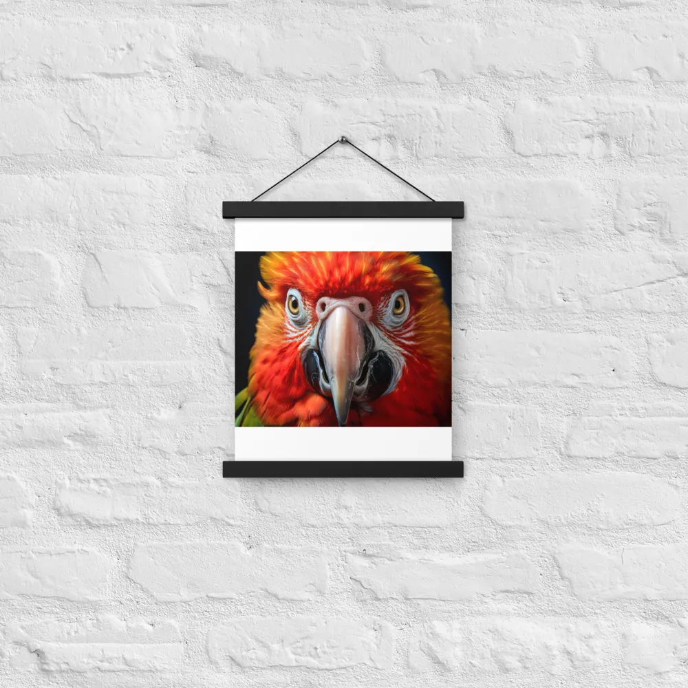 The Fiery Gaze of the Parrot | Poster With Black Wood Hanger | 11″×14″