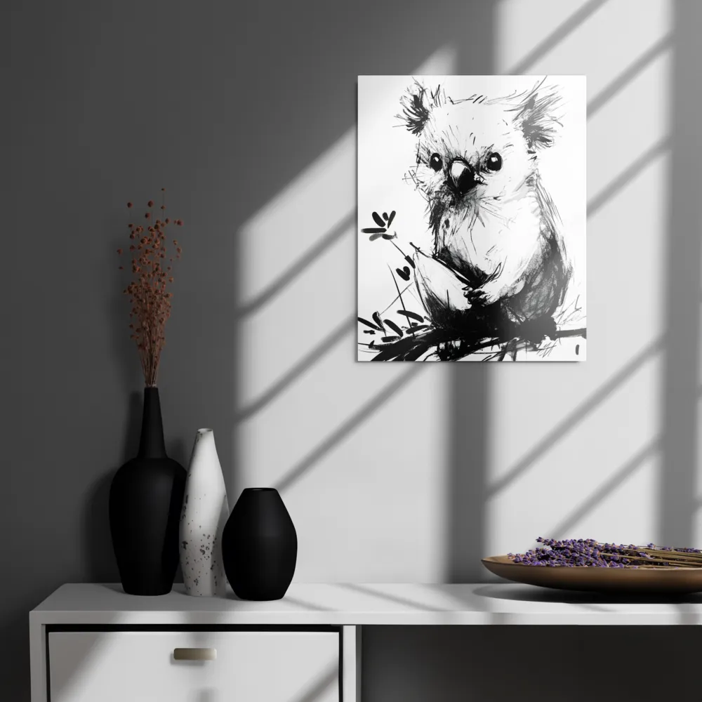 Whimsical Koala in Ink | Metal Print | 16″×20″